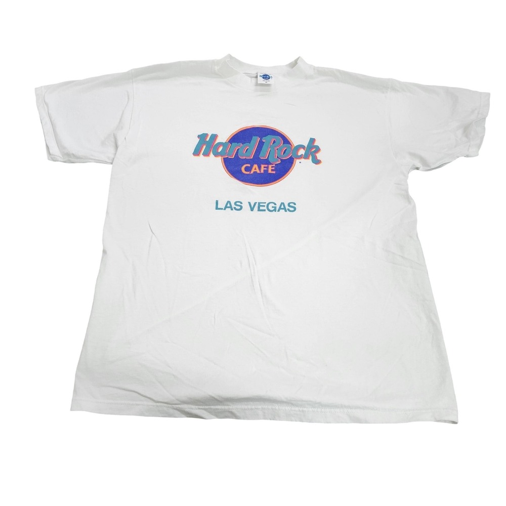 Vintage Hard Rock Cafe Shirt Mens XL White Las Vegas Graphic Tee Top USA